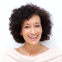 Close up of middle aged African American woman
